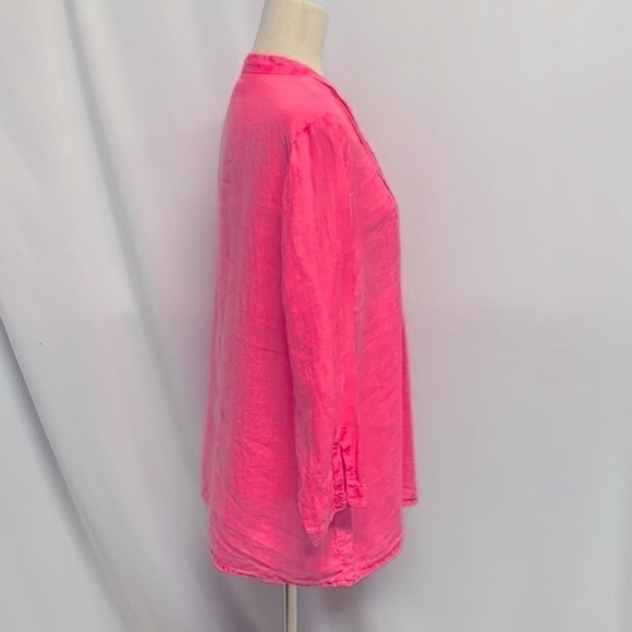 Vineyard Vines 100% Linen V-Neck Tunic Top Bright Pink Size Medium - Picture 6 of 8